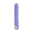 large purple fantasy penis shaped vibrator with a loop hole on the bottom.