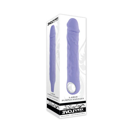 large purple fantasy penis shaped vibrator with a loop hole on the bottom.