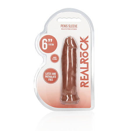 Real Rock Penis Extender Sleeve  6 inch - Vanilla - Tan