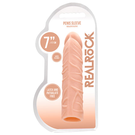 Real Rock Penis Extender Sleeve 7 inch - Tan - Vanilla