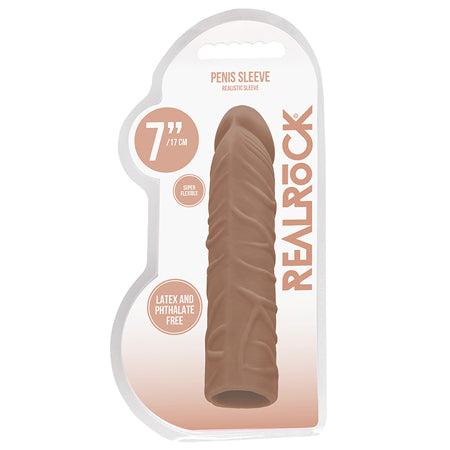 Real Rock Penis Extender Sleeve 7 inch - Tan - Vanilla