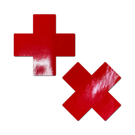Red Leather Cross Pasties