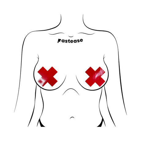 Red Leather Cross Pasties