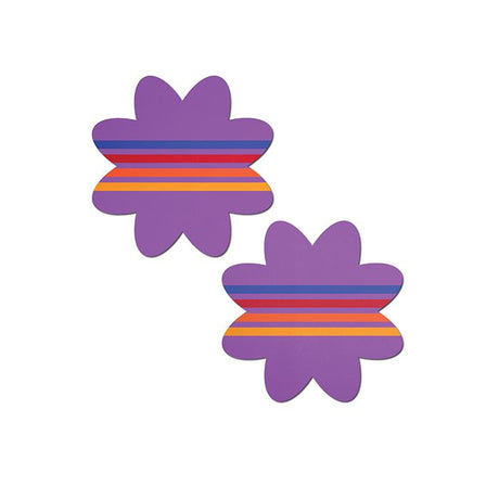 purple petal pasties with retro stripes