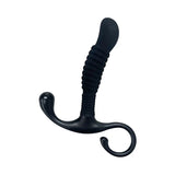 black silicone ribbed prostate stimulator with t base style handle