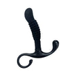 black silicone ribbed prostate stimulator with t base style handle