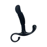 black silicone ribbed prostate stimulator with t base style handle