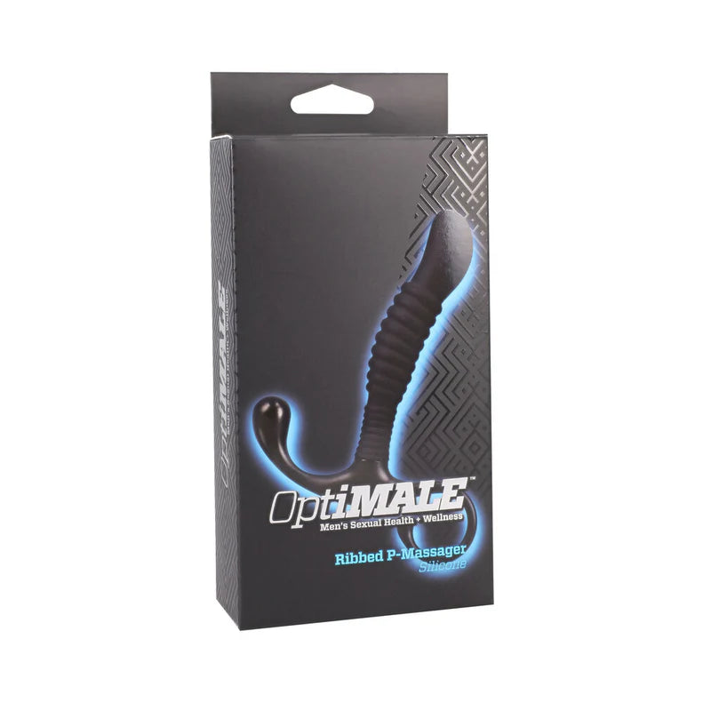 black silicone ribbed prostate stimulator with t base style handle by OptiMALE