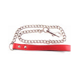 Rouge Red Leather Leash with Chain