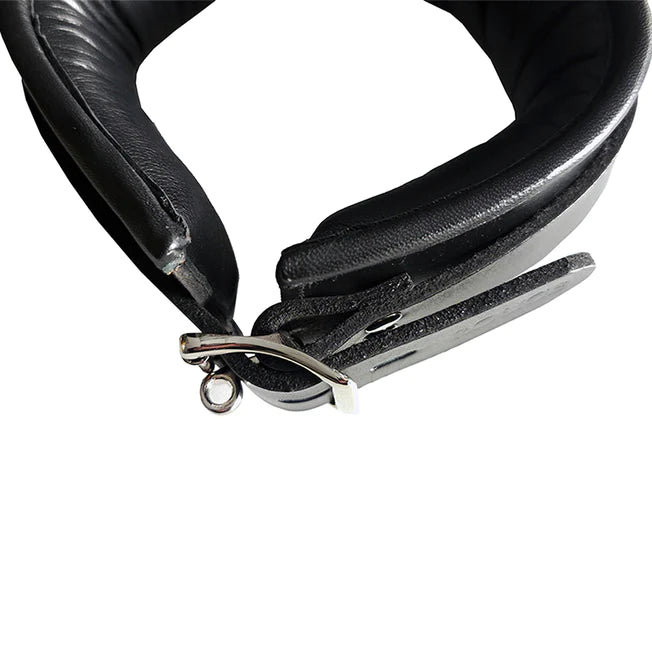 Rouge Leather Padded Collar In Black