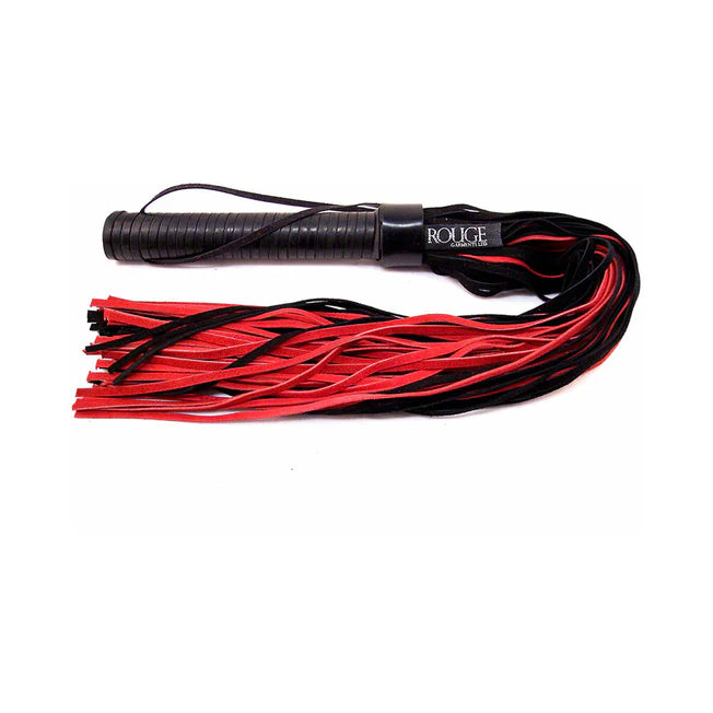 Suede Flogger with Leather Handle in Red & Black