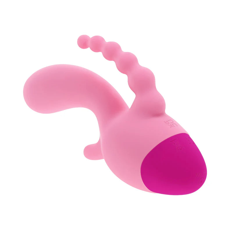 two tone pink triple stimulating vibrator made of silicone