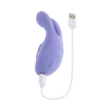 Purple silicone rabbit-shaped massager with vibrating fingers