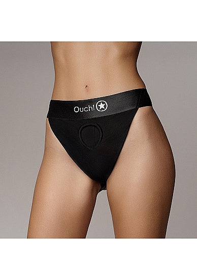 Shots Ouch! Vibrating Strap-on Panty Harness with Open Back - All Sizes