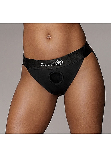 Shots Ouch! Vibrating Strap-on Panty Harness with Open Back - All Sizes