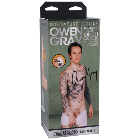 Signature Cocks Owen Gray 8 in. Dual Density Silicone Dildo