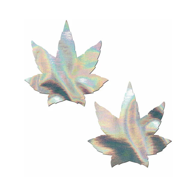 Silver Holographic Pot Leaf Pasties