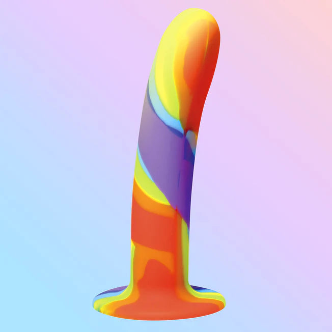 Simply Sweet Rainbow Curved Silicone 6.5 inch Dildo