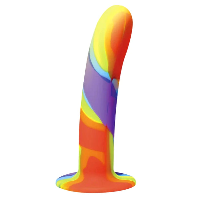 Simply Sweet Rainbow Curved Silicone 6.5 inch Dildo