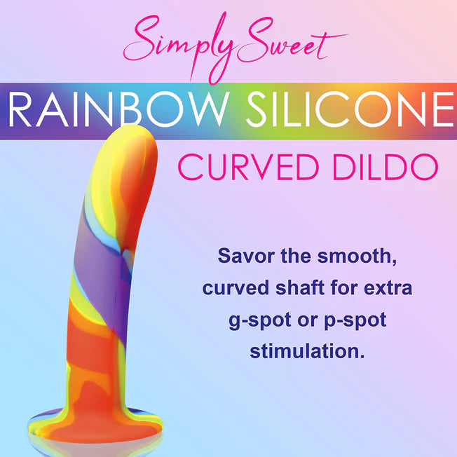 Simply Sweet Rainbow Curved Silicone 6.5 inch Dildo