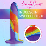 Simply Sweet Rainbow Curved Silicone 6.5 inch Dildo