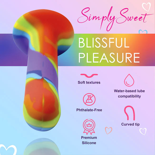 Simply Sweet Rainbow Curved Silicone 6.5 inch Dildo