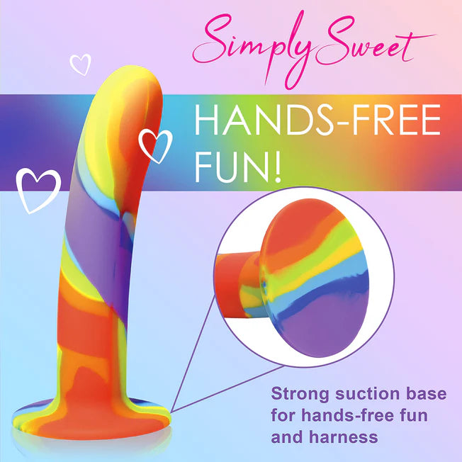 Simply Sweet Rainbow Curved Silicone 6.5 inch Dildo