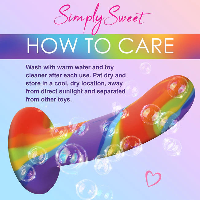 Simply Sweet Rainbow Curved Silicone 6.5 inch Dildo