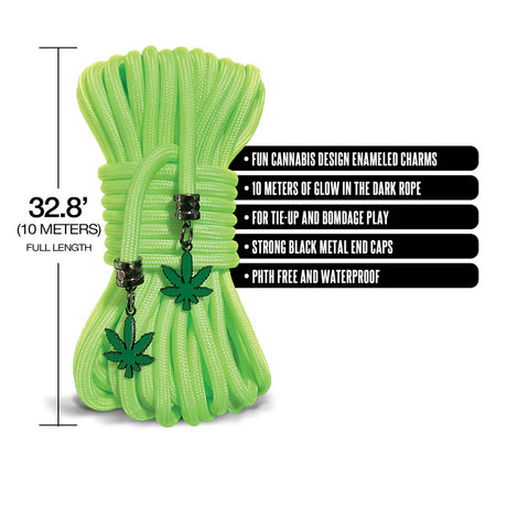 Stoner Vibes Chronic Glow in the Dark Bondage Rope 32 Feet