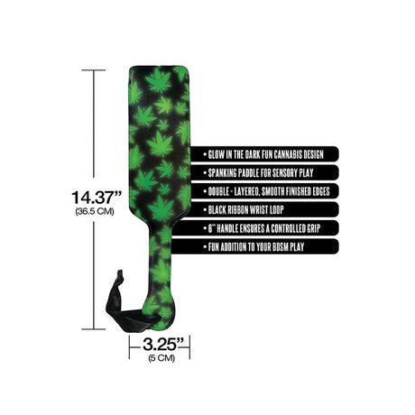 Stoner Vibes Glow in the Dark Paddle with marijuana leafs
