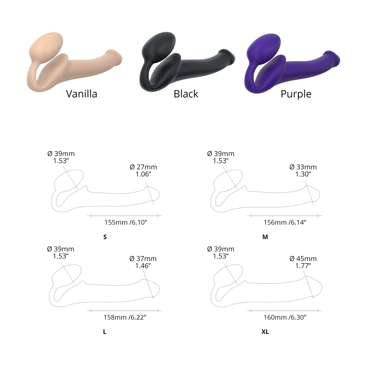 Strap-On-Me Semi-Realistic Bendable Strap-On Black Size S