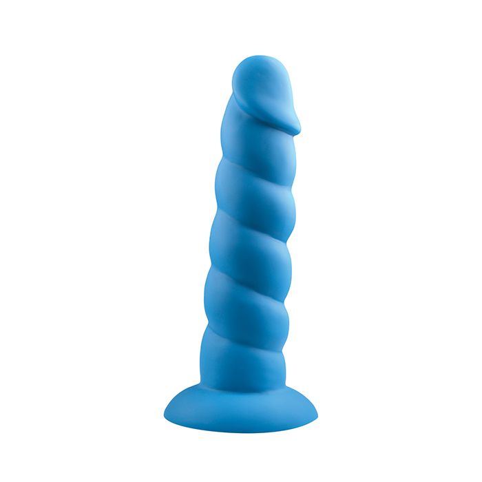Blue Swirl 7 Inch Silicone Dildo WIth Suction Base