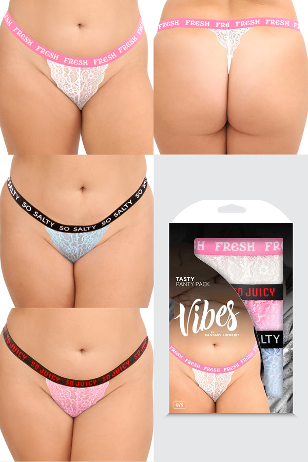 Tasty Vibes Laces Thong Panty 3 Pack - Queen Size