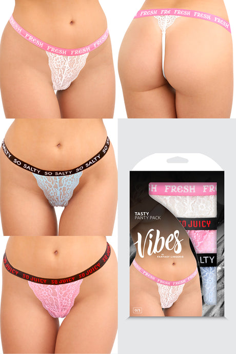 Tasty Vibes Laces Thong Panty 3 Pack - O/S