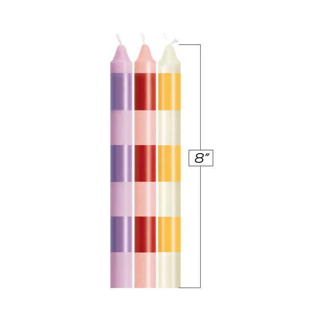 The 9's Make Me Melt Drip Candles 3pk - Stripes Pastellines