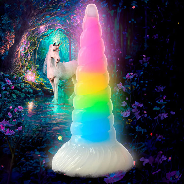 Uni-Glow Rainbow Glow In The Dark 7.9 Inch Dildo