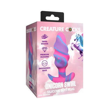 Medium Unicorn Swirl Silicone Butt Plug