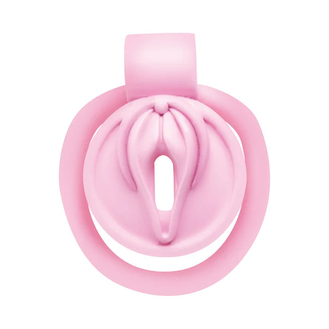 Pink Vulva Locked Chastity Cage