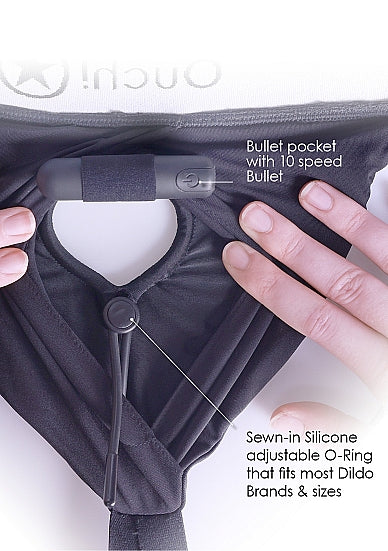 Shots Ouch! Vibrating Strap-on Panty Harness with Open Back - All Sizes