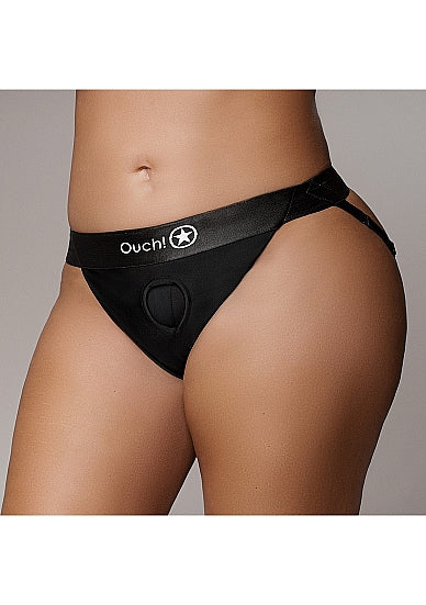 Shots Ouch! Vibrating Strap-on Panty Harness with Open Back - All Sizes