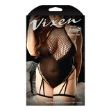 Vixen Text Me Back Black High-Neck Gartered Teddy - Queen Size