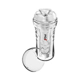 pdx clear frosted pussy stroker in hard clear case