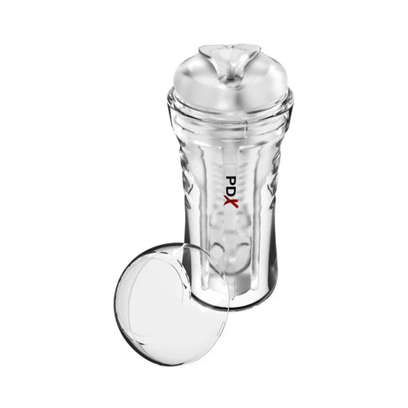 pdx clear frosted pussy stroker in hard clear case