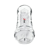 pdx clear frosted pussy stroker in hard clear case