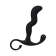 black curved silicone prostate stimulator with zig zag shaft with a t base handle