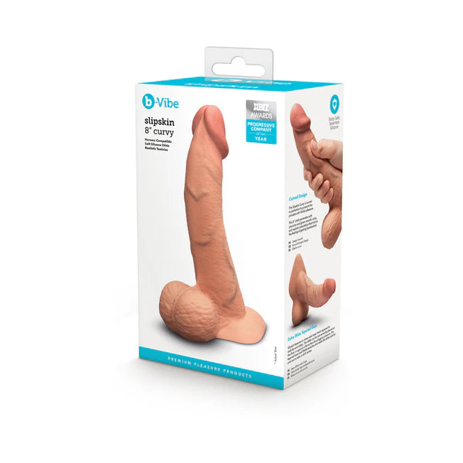 Slipskin Realistic Curved Silicone Dildo 8 inch