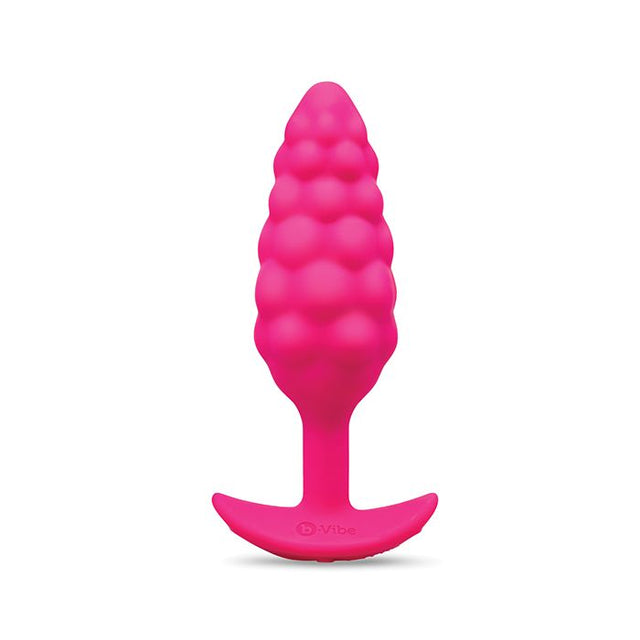 pink silicone t base vibrating butt plug with bump texture from b-vibe