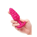 pink silicone t base vibrating butt plug with bump texture from b-vibe