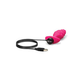 pink silicone t base vibrating butt plug with bump texture from b-vibe