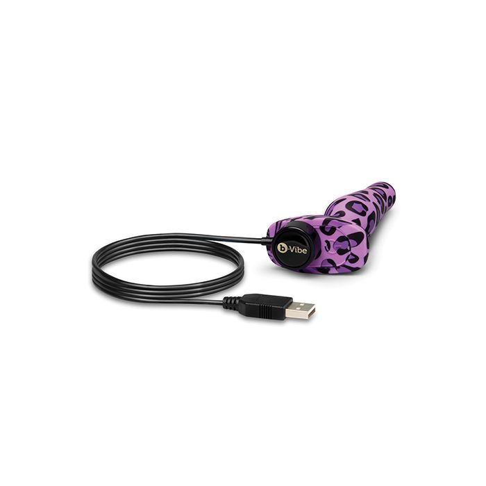 Purple and black leopard print bVibe Novice silicone butt plug